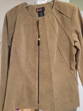 R&K Tan Zip-Front Women's Blazer Jacket